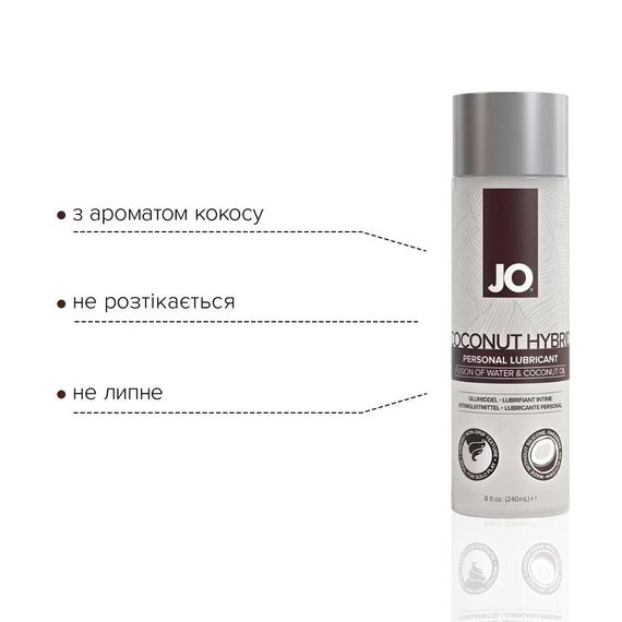 Змазка-крем з кокосовою олією JO Coconut Hybrid ORIGINAL (240 мл) біла | Зображення 2