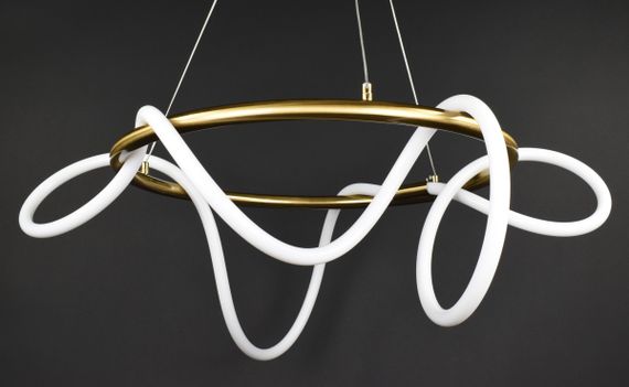 Люстра світлодіодна підвісна LED світильник для квартири на стелю лед 27728 Латунь 50-150х80х80 см. | Зображення 3