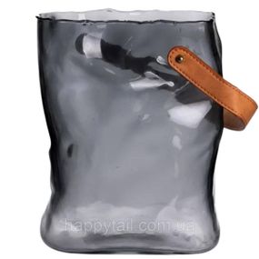 Подарункова скляна ваза сумочка з ручкою 18×9×25 (см) декоративна Сірий HP-19-157-2