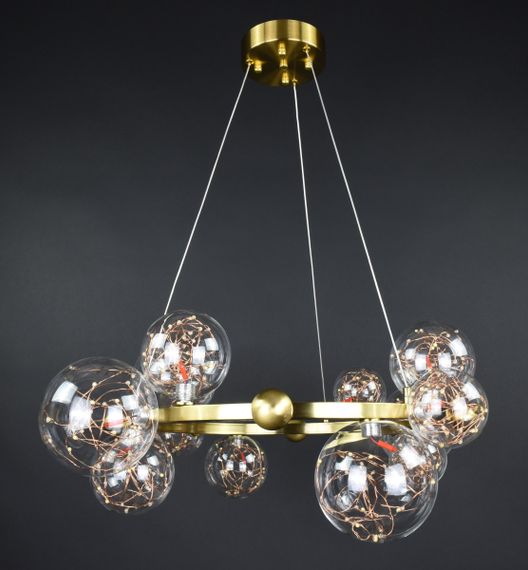 Люстра світлодіодна підвісна LED світильник для квартири на стелю лед 27305 Латунь 40-130х78х78 см. | Зображення 4