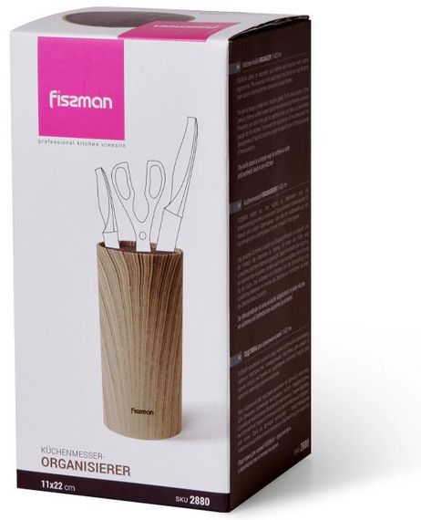 Підставка-колода Fissman Wood для кухонних ножів і ножиць 22х11см | Зображення 2