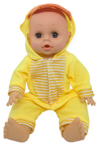 Пупс лялька розмовляє плаче сміється в костюмі каченя 29.5 см Little baby з пляшечкою