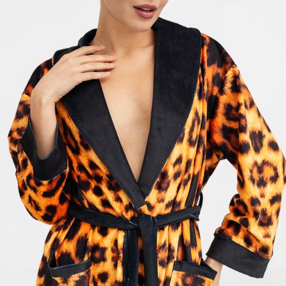 Халат жіночий з плюшевого велюру ексклюзивний Leopard 18274 M-L | Зображення 5
