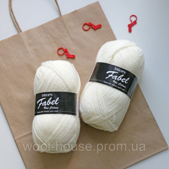Шкарпеткова пряжа Drops Fabel - Uni print, 100 off white