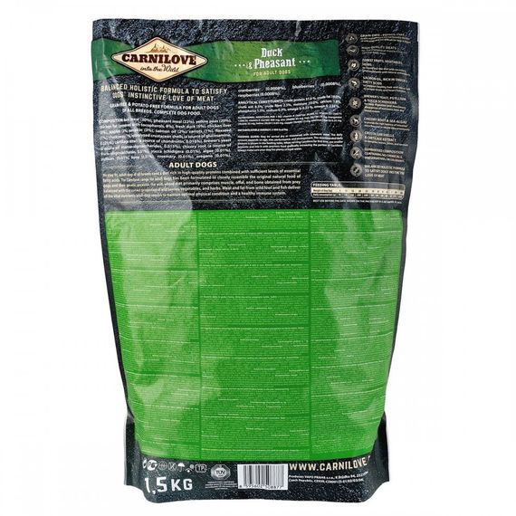 Корм сухий Carnilove Adult Duck and Pheasant для дорослих собак усіх порід з качкою та фазаном 1,5 кг | Зображення 3