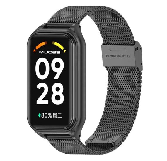 Ремінець металевий Mijobs Milan для фітнес браслета Xiaomi Mi Smart Band 8 Active - Black | Зображення 1