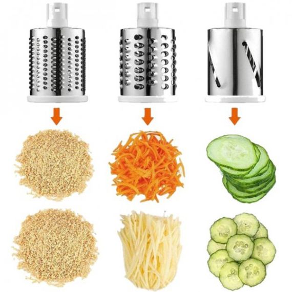 Овочерізка мультислайсер Tabletop Drum Grater Kitchen Master Терка для овочів та фруктів 3 насадки. Колір: блакитний | Зображення 4