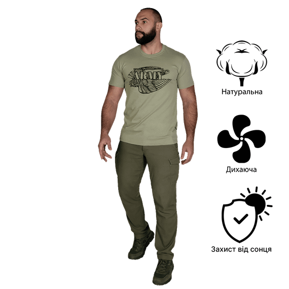 Футболка Bavovna Falcon Cotton Хакі (7473), M | Зображення 1