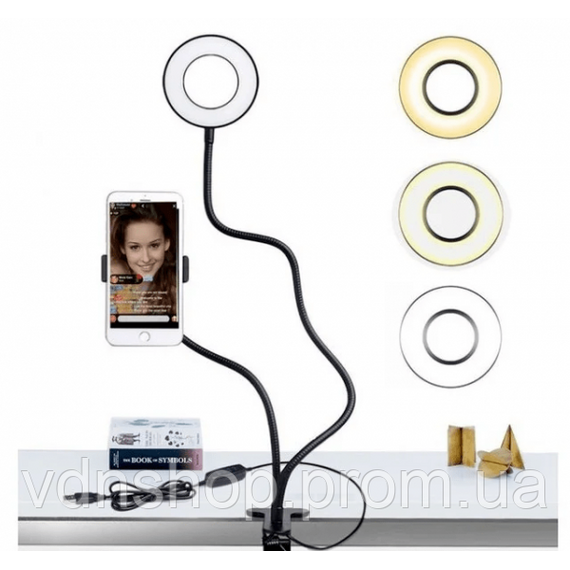 Лампочка Лед кільце, Кільце для селфі, Світлодіодне для телефону Кільцева лампа тик струму FI-80 | Зображення 6