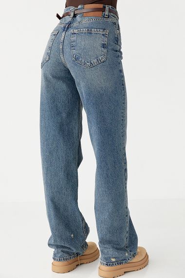 Джинси  Straight leg з потертостями - джинс цвет, 36р (є розміри) | Зображення 1