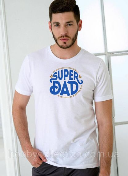 Футболка чоловіча із принтом "Super DAD" біла
