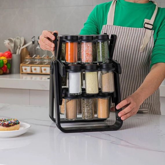 Карусель для спецій 360° Spice Rack на 18 баночок · Кухонний органайзер – спецівниця на підставці, що обертається. | Зображення 2