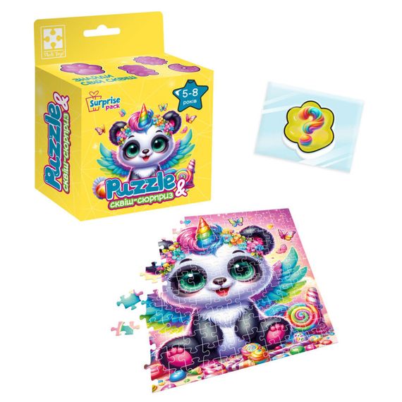 Дитячі пазли з сюрпризом "Панда-єдиноріжка" VT 8030-09, 180 деталей | Зображення 1