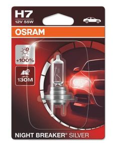 Лампа H7 12V 55W PX26d NIGHT BREAKER SILVER +100% OSRAM 64210NBS-FS