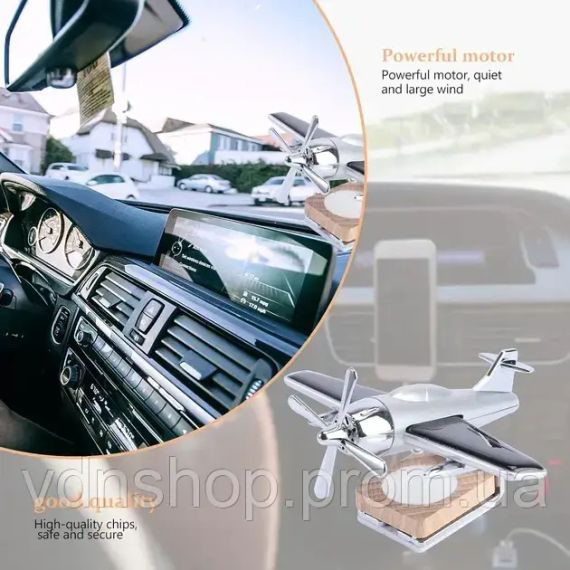 Креативний автомобільний освіжувач, ароматизатор повітря у вигляді літака з пропелером, що обертається, від сонячної панелі | Зображення 6