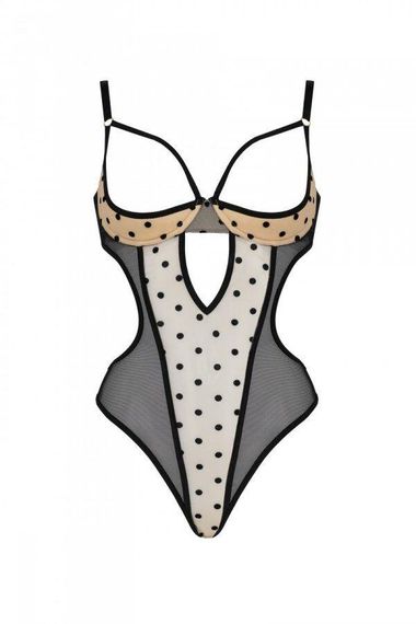 Еротичне боді Passion MARINA BODY, L/XL, beige, з відкритими чашками sexstyle | Зображення 2