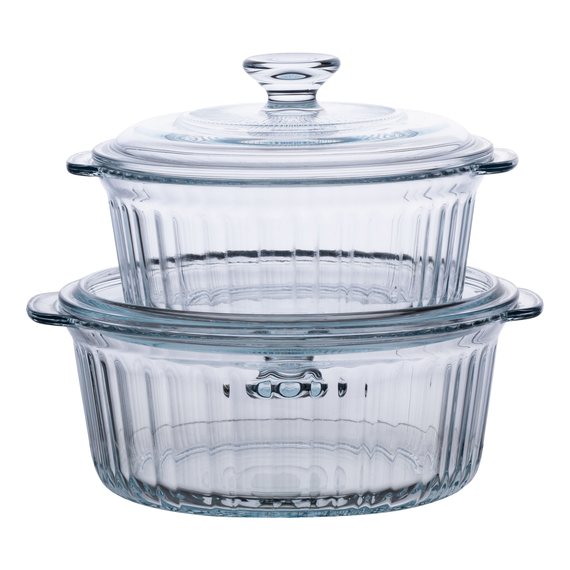 Форми для запікання набір 2 шт скляні з кришками круглі HP-34-26