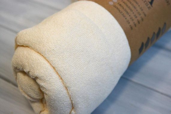 Простынь 160x200+25см махровая на резинке Кремовая | Зображення 1