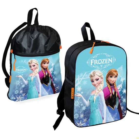 Школьный рюкзак детский Анна и Эльза + Сумка для обуви спортивной формы рюкзак-мешок  для девочки (01808)