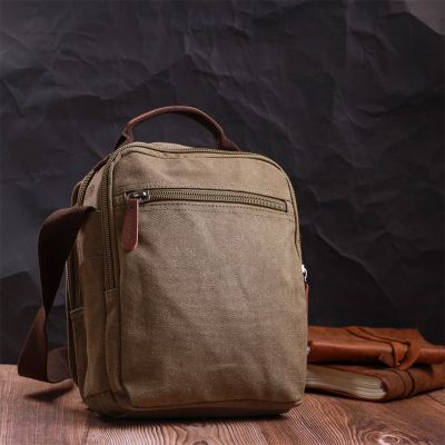 Сумка Vintage На плечо из текстиля Оливковая (22228) | Зображення 5