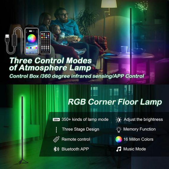 Кутова RGB лампа з пультом XPRO LK202307-47 (41962-_783) | Зображення 4