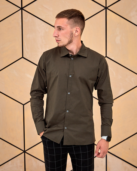 Сорочка класична хакі S L | Зображення 1