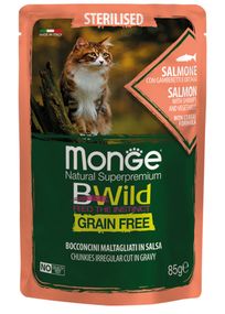 Корм Monge BWild Grain Free Cat Sterilised Salmone вологий з лососем та креветками для стерилізованих котів 85 гр