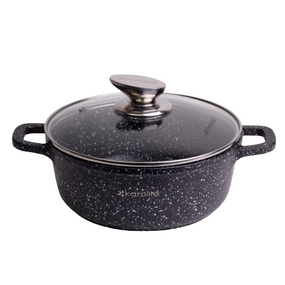 Каструля литий алюміній 2,3л 20*8,5см скляна кришка а/п Black marble 4404 KAMILLE