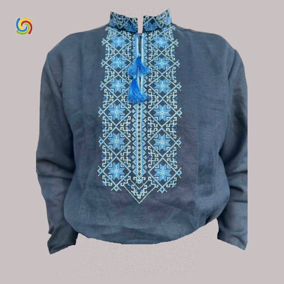 Рубашка Украинская вышиванка  444305211 цвет голубой размер XXL/3XL