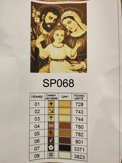 Алмазна мозаїка Ікона Свята родина в золотистих кольорах 40х50 см ColorArt SP068 | Зображення 3