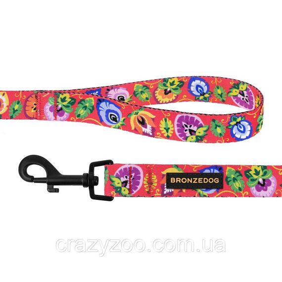 Повідець для собак BronzeDog Urban Folk S квіти кораловий 1.6х152 см 60/1416/T | Зображення 2