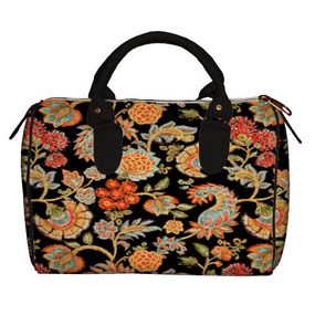 Сумка бочка Barrel Цветочный этно орнамент 28x18x17 см (SB_15NGETN008_BL)
