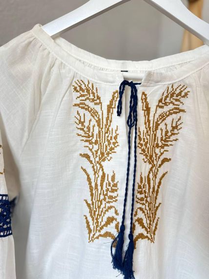 Вишиванка блуза жіноча  " Ластівка" біла етно-блуза S,M,L ,XL | Зображення 2