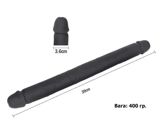 Силіконовий двосторонній фалоімітатор XL (39*3,6 см) | Зображення 2