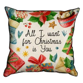 Подушка з мішковини All I want for Christmas is You 45x45 см (45PHB_22NG012)