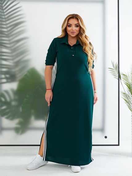 Женское спортивное платье длинное с разрезами MN141 цвет зеленый, размер 58/60 | Зображення 4