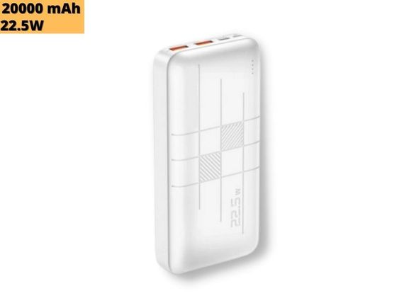 Павербанк зовнішній акумулятор XPRO PR188 20000mAh 22.5W з індикацією зарядки білий (32731-01) | Зображення 1
