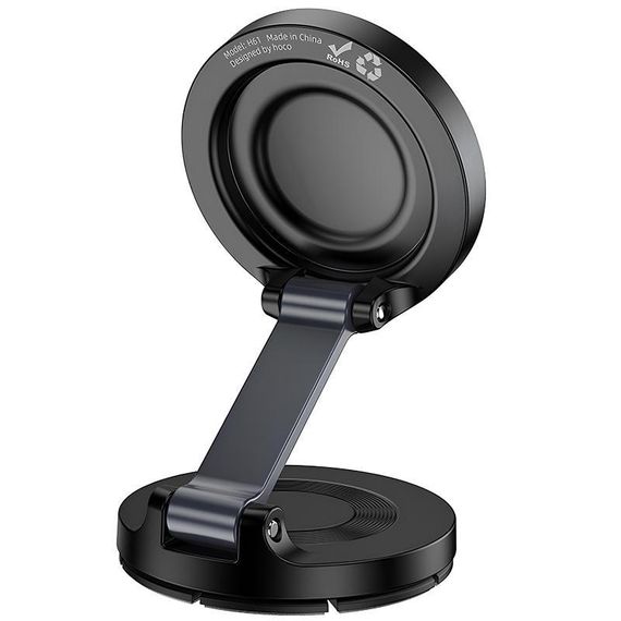 Автотримач Hoco H61 Show folding ring magnetic (dashboard) Black / Metal gray | Зображення 4