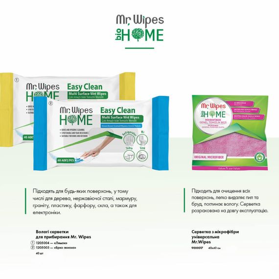 Влажные салфетки для уборки Farmasi Mr. Wipes «Бриз океана» 40 шт | Зображення 3