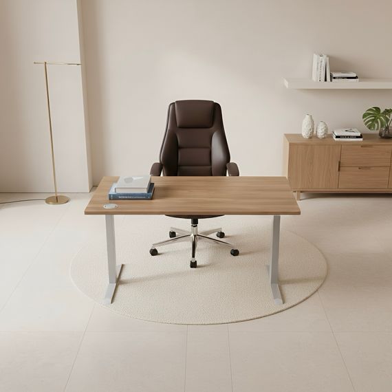 Стіл із електричним регулюванням висоти, одномоторний, з однією заглушкою, білий каркас, 1400х700х718-1178 мм | Зображення 1