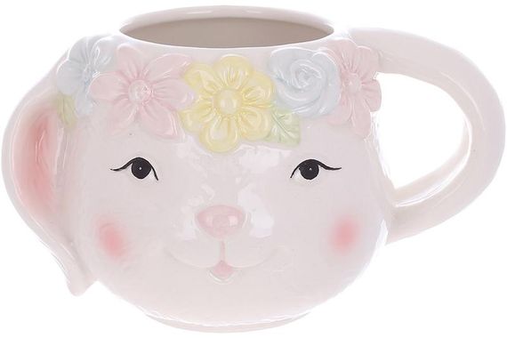 Кухоль керамічний "Зайчик з квітами" 550мл