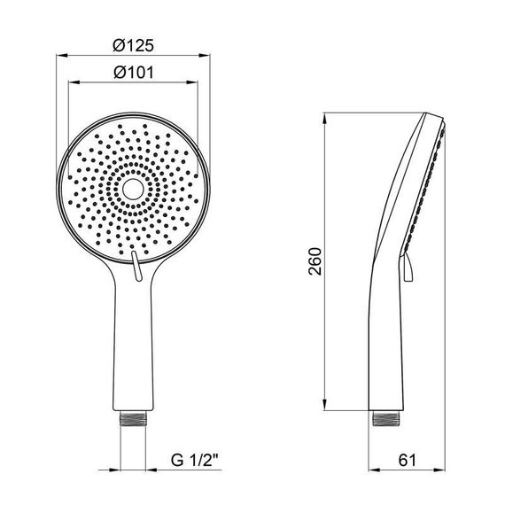 Лійка для ручного душу Lidz Niagara 32 120 мм округла LDNIA32GRP48536 Graphite | Зображення 1