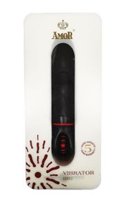 Вібратор з оригінальним дизайном і ребристою поверхневістю AMOR BIG VIBRATOR ANGELUS Black (Застосунок НЕ Sex Aura