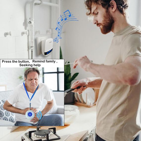 Беспроводной пейджер для сиделки, Кнопка вызова тревоги для пожилых людей, Персональный звонок для вызова трев | Зображення 2