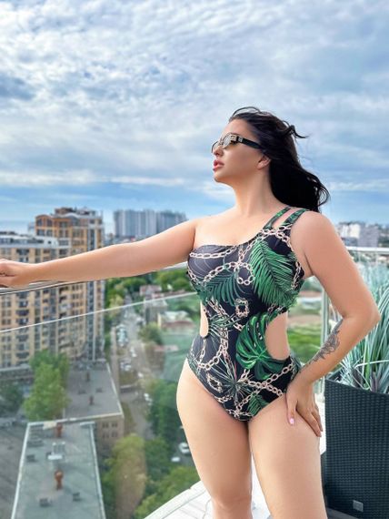 Суцільний  яскравий купальник PLUS SIZE з утяжкою | Зображення 2
