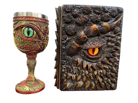 Подарунковий набір Келих 3D Око Зелений і Блокнот 3D «Жар Серця Дракона»