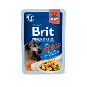 Влажный корм Brit Premium Delicate Fillets in Gravy Chicken для стерилизованных котов, филе курицы, 85г