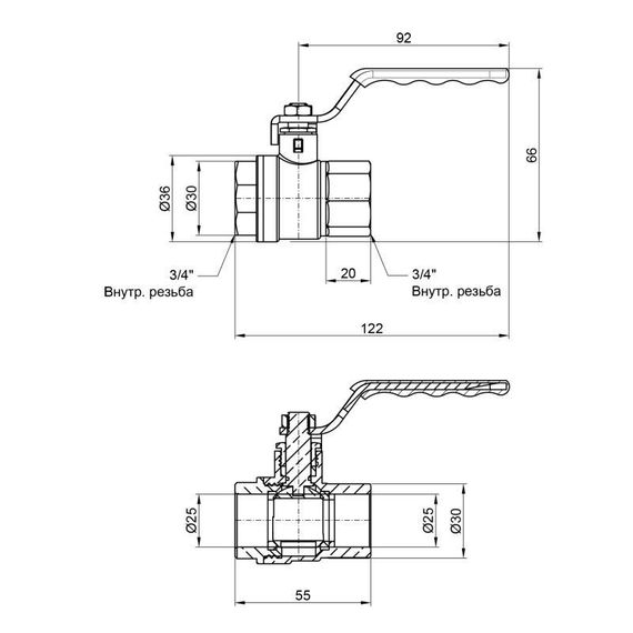 Кран кульовий Thermo Alliance Standart 3/4" ВР для води (важіль) SD600NW20PN40 | Зображення 1