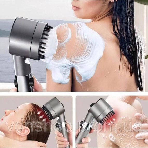 Насадка для душа массажная лейка 4в1 с массажными силиконовыми шипами водосберегающая душевая лейка GN-98 | Зображення 2