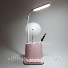 Розовая Аккумуляторная Настольная LED лампа Bionic Desk Lamp c USB выходом, органайзером и подставкой для смартфона